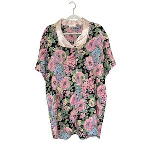 Victoria's Secret Gold Label Medium Large Floral Nightshirt Button Front Sz M/L